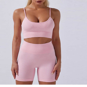 Soutien-gorge avec ensemble court Sexy de haute qualité pour femmes adultes POUR GYM ET YOUGA Soutien-gorge court de haute qualité pour le printemps et l'été - Product Image 4
