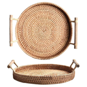 2025 Eco-Chic Woven <b>Rattan</b> & Natural Rope Round Tray Handmade Home Decor for Coffee <b>Table</b> & <b>Dining</b> Organization Sea Grass - Product Image 6