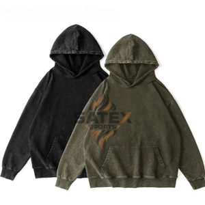 Heavyweight Acid Wash Pullover Hoodie Custom Oversized Streetwear Unisex Blank Vintage Sweatshirt for Wholesale - Product Image 1