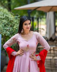 Vestido LARGO DE Anarkali de estilo paquistaní indio con diseñador bordado Dupatta mangas largas para mujer Pishwas Anarkali - Product Image 1