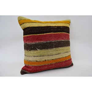 Coussin de luxe en laine multicolore Kilim 18x18 pouces Tissé Vintage & Fluffy Pattern Leaves Style Portable Literie Coussin décoratif - Product Image 2