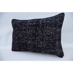 Gris Vintage pata de gallo Kantha lana almohada 16x24 pulgadas tejido decorativo acento almohada - Product Image 3