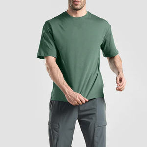 T-shirt de couleur unie de haute qualité pour hommes T-shirt classique 100% coton confortable à col rond pour hommes coupe ample - Product Image 2