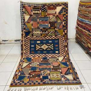 พรมโมร็อกโกแท้ ทำมือจากขนสัตว์ ลายเบอร์เบอร์แบบดั้งเดิม สไตล์วินเทจและโมเดิร์น สำหรับตกแต่งบ้าน - Product Image 1