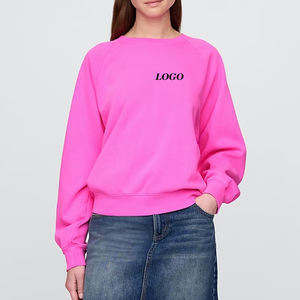 Pull-over confortable pour femme en couleur unie, prix avantageux pour les acheteurs en gros, manches longues / Conception de logo personnalisé, coupe oversize 2026 - Product Image 1