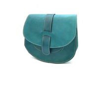 Sac à bandoulière vintage sarcelle bohème à la mode sac à main marocain en cuir véritable fait à la main avec fermeture à glissière pour femmes sacs à bandoulière