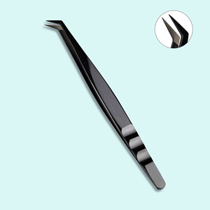 Pinzas de pestañas negras para extensiones de pestañas, pinzas de extensión de pestañas de volumen de punta de fibra de 90 grados Diamond Grip, negro - Product Image 5
