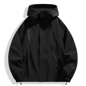Veste en tissu imperméable pour hommes, avec fermeture à glissière à col montant, vêtements d'extérieur pour le printemps et l'automne - Product Image 2