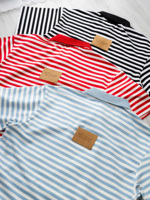 Chemise unisexe rétro en coton tricoté écologique à rayures, impression personnalisée sur le devant, vente en gros, vêtements pour hommes et femmes, fabrication vietnamienne