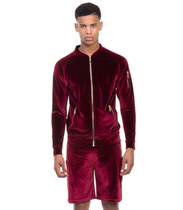 Nouveautés 2024 Ensembles courts en velours 2 pièces Chemise deux pièces en velours et ensembles courts respirants pour hommes de couleur unie d'été - Product Image 1