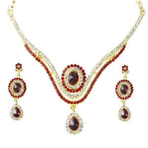The99Jewel Vintage Red Stone Drop Necklace <b>Set</b> with 24K <b>Gold</b> Plating for Bridal Earring Fine <b>Jewelry</b>-1101333 - Product Image 1