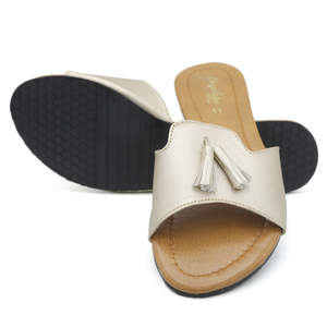 Pantuflas de Piel Sintética para Mujer Chase Value (W-505)-Dorado - Product Image 2