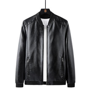 Chaqueta de Cuero Casual Personalizada de Fábrica a Buen Precio, Chaqueta de Cuero PU Cómoda y Resistente al Viento con Cuello Alto para Hombre - Product Image 4