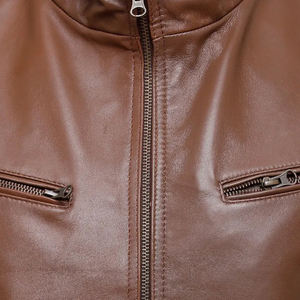 Chaqueta de cuero para hombre con cremallera completa, la más vendida, personalizada, de invierno, estilo motociclista, al por mayor - Product Image 5