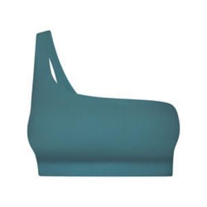 Soutien-gorge côtelé à une épaule pour femmes soutien-gorge côtelé à l'extérieur soutien-gorge de sport à sangle unique en forme de goutte d'eau évidé dans le dos haut de yoga - Product Image 3