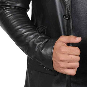Services OEM, veste d'hiver en cuir pour homme de haute qualité avec logo personnalisé, col montant et logo frontal, nouveau design, fabriqué au Pakistan - Product Image 5