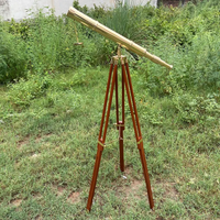 Télescope en laiton vintage avec trépied en bois décor de Spyglass nautique pour bureau étude ou salon Accent de maison maritime antique