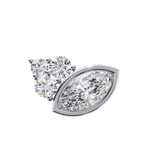 18K Gold Round & Marquise Cut Diamond Earrings with Lab-Grown Gemstones for Women - Product Image 2