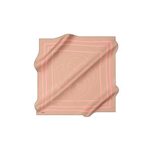 ผ้าพันคอไหมทวิลสีเบจทรงสี่เหลี่ยมพร้อมลายโลโก้ - Product Image 1