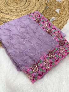 Designer Fantaisie Tebby Doux Organza Avec Resham Et Paillettes Broderie Saree Femme Mode En Gros Usine Fabricant - Product Image 2