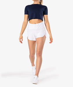 Pantalones cortos deportivos de cintura alta para mujer, de secado rápido, transpirables, cómodos, de tela, con volantes sólidos, cintura de piel, informales, novedad - Product Image 1