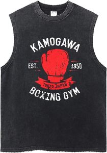 High Street Wash Cut Vest Wholesales Graphic Men Sleeveless <b>Tshirt</b> 100% Cotton Sport Gym Acid Tank Top - Product Image 4