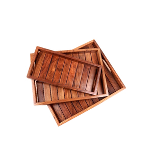 Platos de servidor de alimentos de alta calidad, acabado de nogal, bandeja de servicio de desayuno de estilo único, bandeja decorativa para servir alimentos - Product Image 2