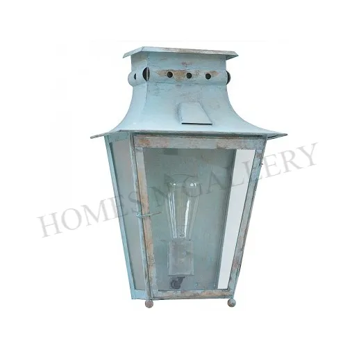 Stylish Modern Design Copper & Metal Iron Garden Wall Lighting Decoration Rustic Lantern Lamp With verdigris patina Finishing