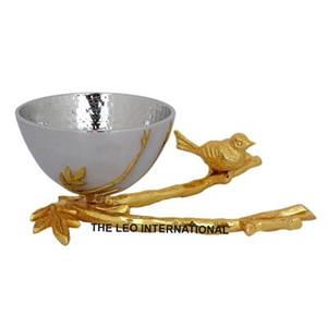 ชามอลูมิเนียมชุบเงินสีทองดีไซน์รูปนกต้นไม้และใบไม้แบบใหม่ฟรีสไตล์ใหม่ทันสมัย - Product Image 1