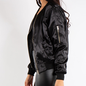 Vestes pour hommes Veste Bomber noire légère en satin zippée Streetwear décontracté Vêtements d'extérieur coupe-vent personnalisés - Product Image 5