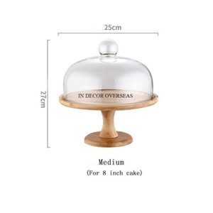High Standard Quality Acacia Wooden Made <b>Cake</b> <b>Stand</b> With Clear Glass <b>Cake</b> <b>Stand</b> <b>Cover</b> Wedding & Parties Table Centerpiece Supply - Product Image 4