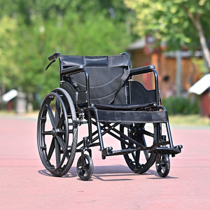 Fauteuil roulant manuel - Léger, pliable, en acier carbone, portable, facile à transporter, aide à la marche pour personnes âgées - Product Image 1
