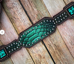 Kaamkaaj Genuine Leather Metal Western Saddle Horse Tack <b>Set</b> Buckle Closure <b>Beaded</b> Headstall Breast Collar-Riding Customization - Product Image 2