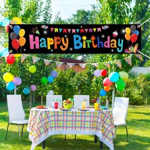 Bannière d'anniversaire pour enfant d'un an, décoration de cour, toile de fond pour enfants, drapeau suspendu, fournitures de fête - Product Image 1