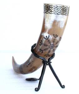 เขาควายสำหรับดื่มแบบคลาสสิกพร้อมขาตั้งโลหะ  เขาควายสำหรับดื่มแบบวิกิ้งพร้อมขาตั้งเหล็กตกแต่ง - Product Image 2