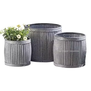 Nouveau pot de fleurs en métal fini galvanisé avec poignées pour la maison balcon patio jardinière de fleurs décorative lot de 2 - Product Image 4