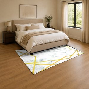 Tapis de salon en chenille antidérapant RUGS DEPOT LXDP-0999, motif designer or terre cuite, imprimé numériquement, lavable en machine, vente en gros - Product Image 3
