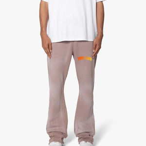 Wholesale 100% Cotton Fleece <b>Track</b> <b>Pant</b> for Men 380 GSM <b>Straight</b> <b>Leg</b> Sunfade Wash Sweatpants Relaxed Fit Jogger Mid Plain Dyed - Product Image 1