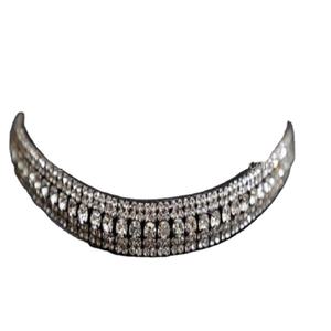 BLING DIAMANTE SPARKLY 5 FILAS BLANCO PERLA CRISTAL NEGRO INGLÉS CUERO CABALLO BROW BAND EN FORMA DE U - Product Image 1