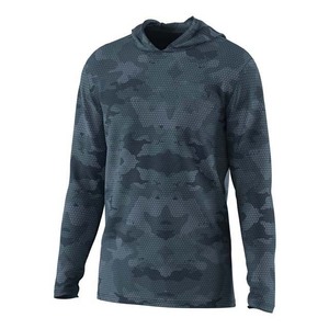 Camisas de pesca de manga larga de camuflaje negro personalizadas Jersey transpirable con capucha Protección solar y diseño impreso por sublimación - Product Image 6