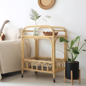 Handcrafted Rattan <b>Serving</b> Cart - Stylish Drink <b>Trolley</b> for Any Space Functional Drink <b>Serving</b> <b>Trolley</b> for Bars and Restaurants - Product Image 2