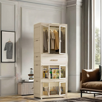 Armoire à vêtements moderne en PP multicouche, épaisse, multifonctionnelle, durable, pliable, gain de place, grande capacité