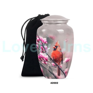 Venta caliente de aluminio grande de cremación de pájaros cardinales urna para adultos para cenizas humanas urna decorativa de tamaño completo con bolsa de terciopelo gratis - Product Image 3