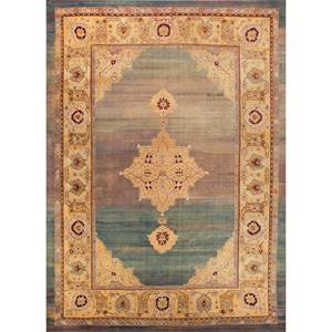 พรมขนสัตว์ถักมือลายเหรียญสีเบจและสีน้ำตาล ขนาด 9x12 ฟุต รูปทรงสี่เหลี่ยมผืนผ้า สำหรับห้องนั่งเล่น หนา 10 มม. รุ่น Paem-1488 - Product Image 1