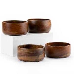 Cuencos de madera natural de varios tamaños, hechos a mano, sostenibles, de madera maciza para servir sopa y fideos. - Product Image 1