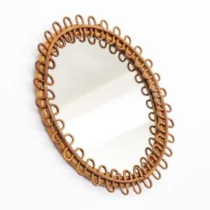 Wholesale Sustainable <b>round</b> Modern Design Style Handmade Rattan Wall <b>Mirror</b> Eco-Friendly for <b>Bathroom</b> Living Room Decoration - Product Image 3