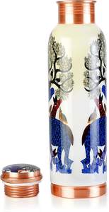 Tapa de botella de agua de cobre puro 100% impresa personalizada de fábrica de Metal beneficios de salud ayurvédicos vasos a prueba de herrumbre a prueba de fugas con tapa - Product Image 6