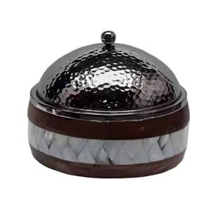 Réchaud moderne en acier inoxydable avec couvercle et support chauffe-plat Nouveau design fait à la main pour le réchauffement des aliments au buffet - Product Image 4