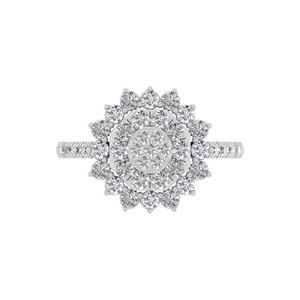Bague de fiançailles à double halo en or massif 14 carats au design floral élégant IGI bijoux personnalisés en diamant cultivé en laboratoire pour femmes 2025 mariages - Product Image 3
