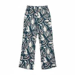 High Quality Women's Mid Waist Winter Floral Vintage Lightweight Palazzo Pants Soft Stretch Casual Wide Leg <b>Trousers</b> Wholesale - Product Image 5